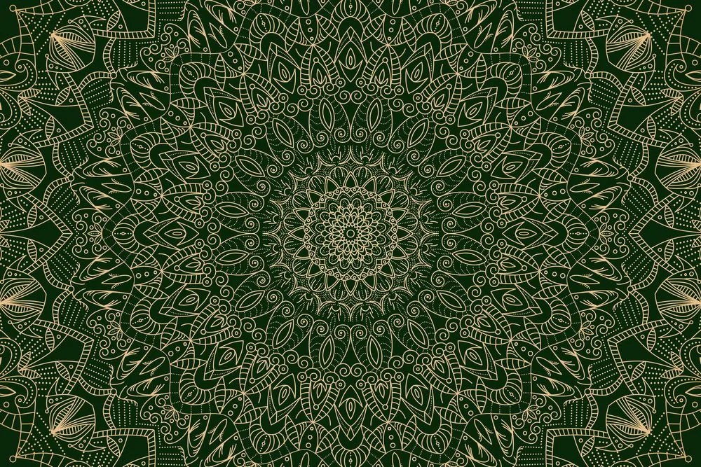 Stampa su tela – Mandala decorativa dettagliata in verde