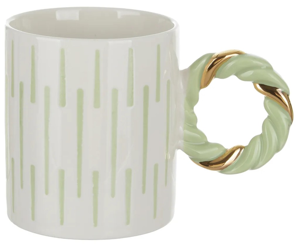 Tazza mug verde e bianca 350 ml New Bone China