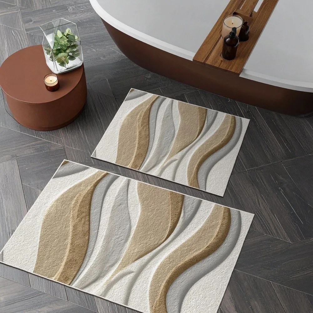 Set di tappetini per il bagno beige 2 pz 60x100 cm – Foutastic