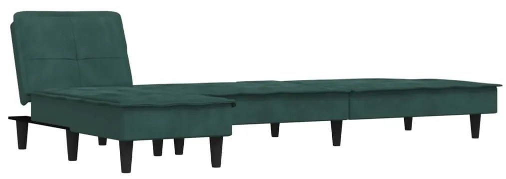 Divano letto a l verde scuro 255x140x70 cm in velluto