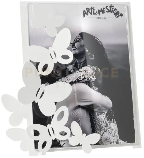 Porta foto butterly grande bianco in ferro 24x26cmh(18x24formatofoto)