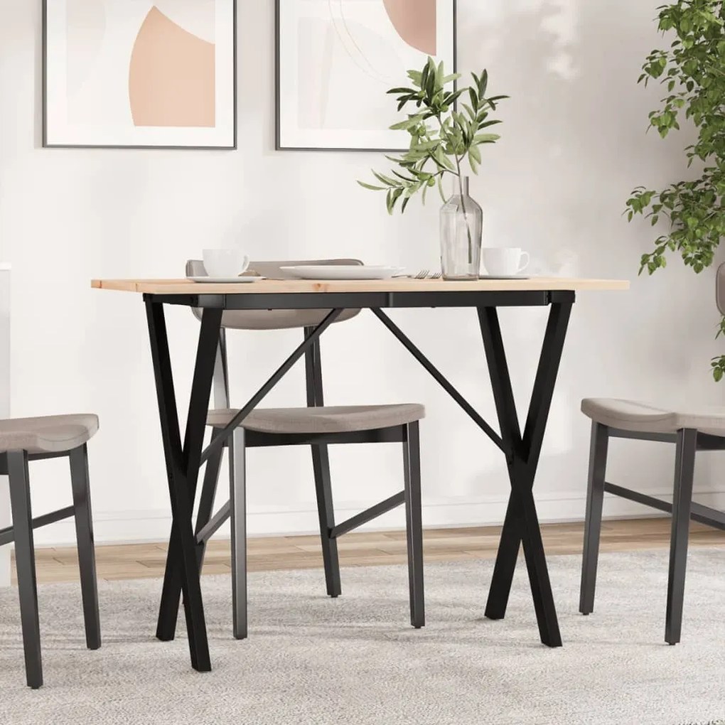 Tavolo Da Pranzo Telaio A X 100x50x75 Cm Legno Pino E Acciaio /