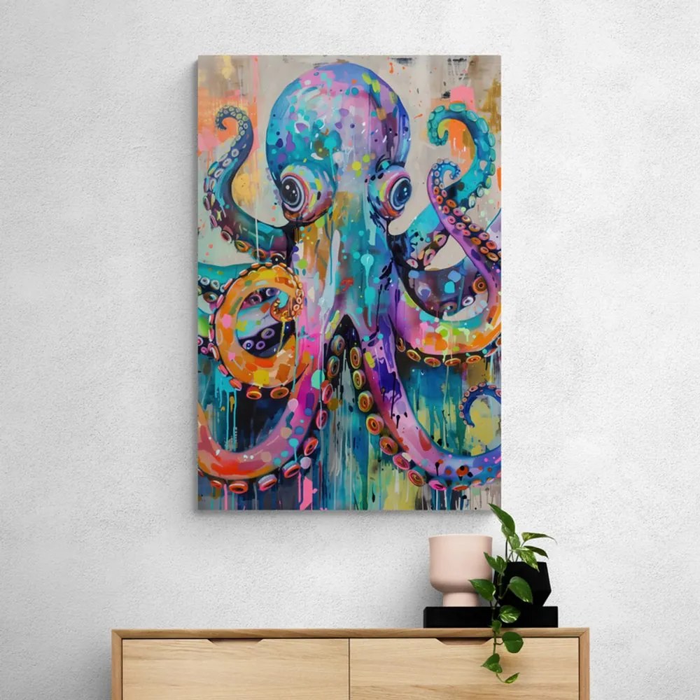 Quadro su tela – Polpo con imitazione di pittura