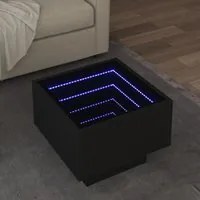 Tavolino con LED Nero 40x40x30 cm in Legno Multistrato 847498