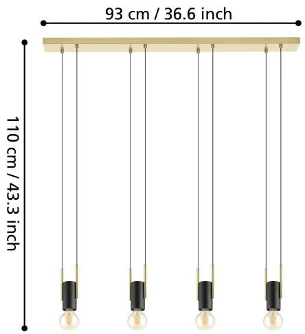 Eglo 98858 - Lampadario su corda BITACHITO 4xE27/40W/230V