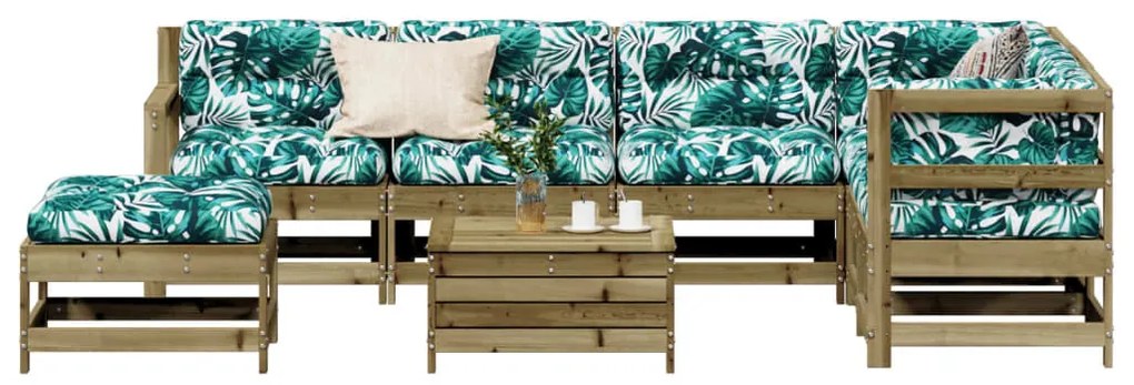 Set divani da giardino 8pz con cuscini legno impregnato di pino