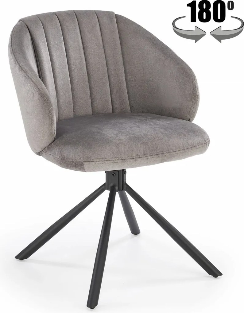 Sedia girevole K533 in tessuto grigio