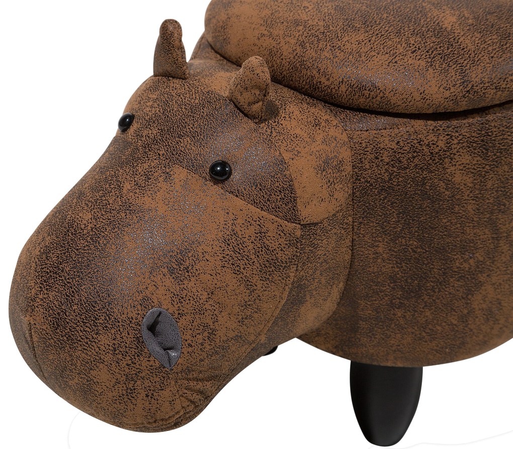Pouf in tessuto similpelle marrone chiaro HIPPO Beliani