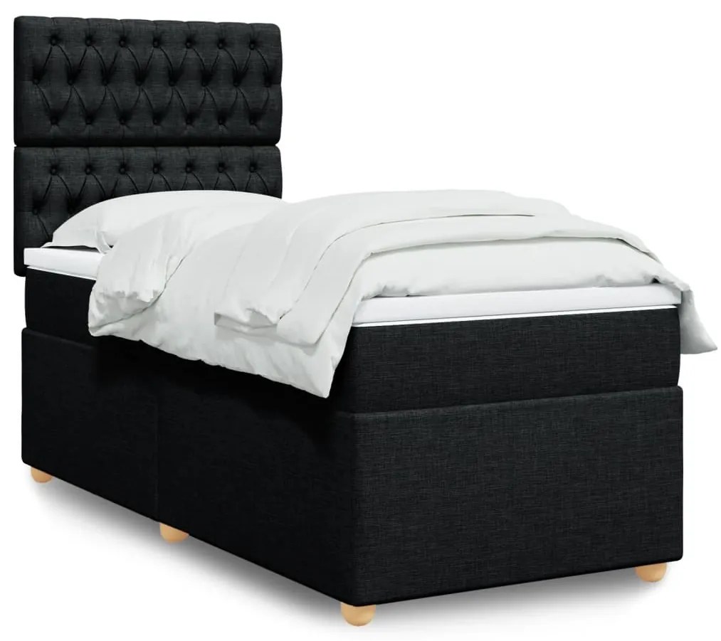 Giroletto A Molle Con Materasso Nero 90x200 Cm İn Tessuto /