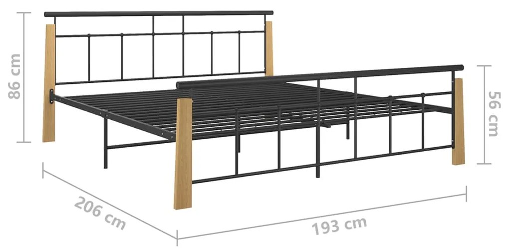 Giroletto in Metallo e Legno Massello di Rovere 180x200 cm