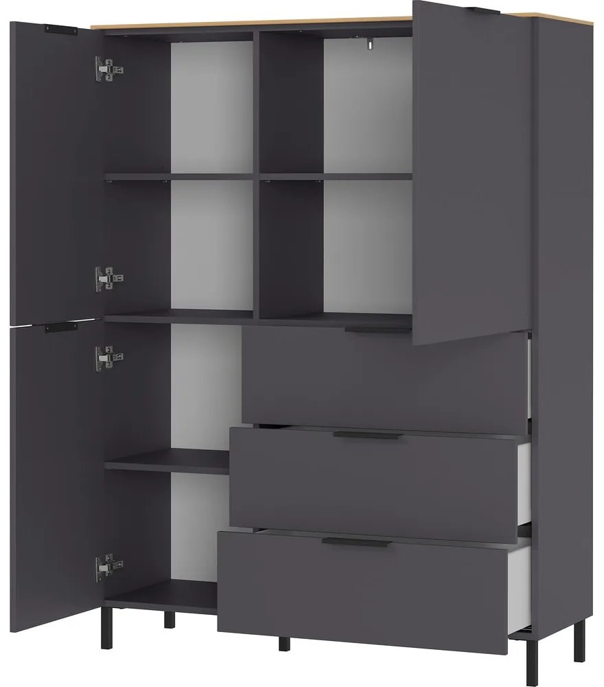 Cassettiera alta grigia in rovere 109x146 cm California - Germania