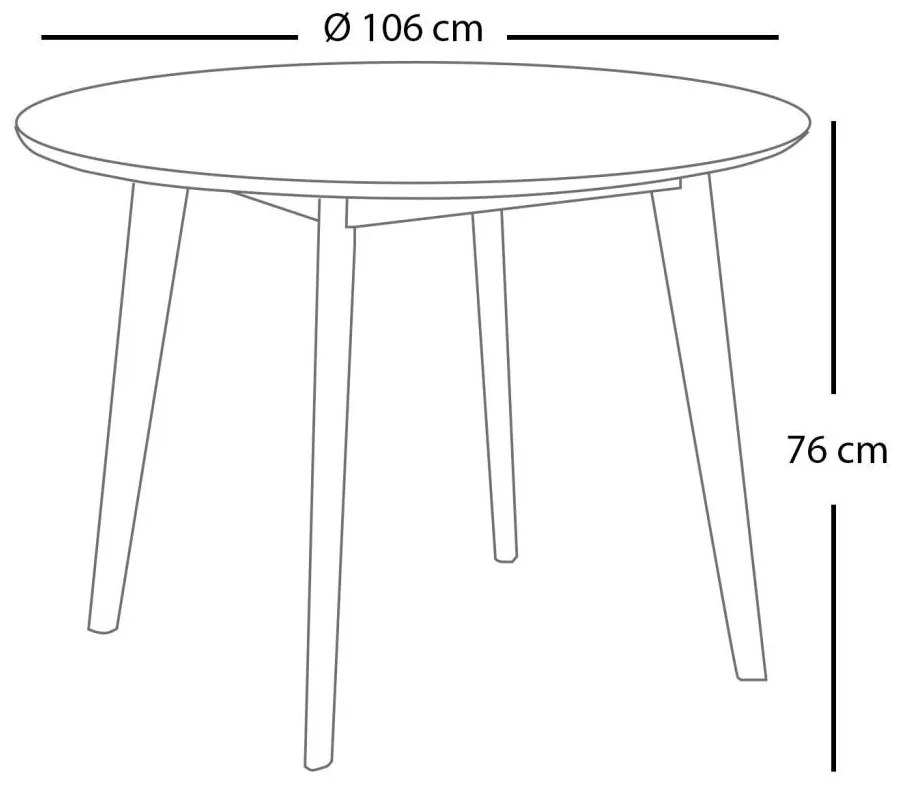 SET DI TAVOLO ROTONDO ZIRA WOOD DI 106 CM E 4 SEDIE TIGA