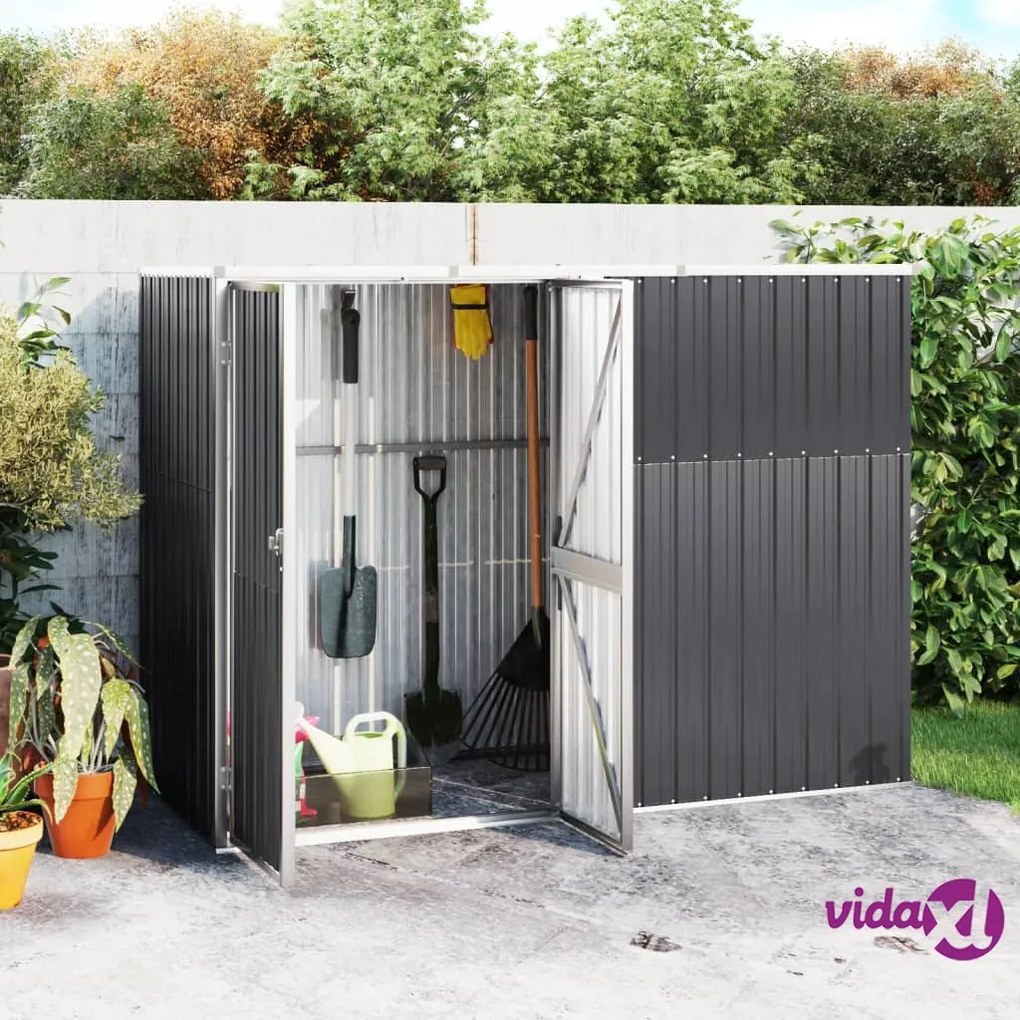 vidaXL Capanno per Attrezzi Antracite 225x89x161 cm Acciaio Zincato