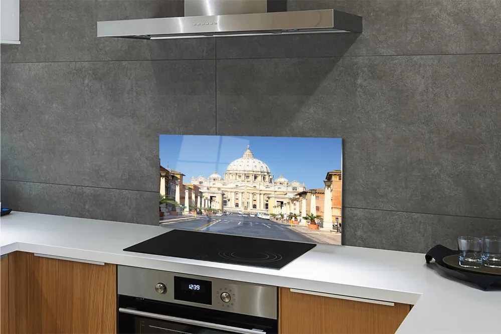 Pannello paraschizzi cucina Duomo di Roma, strade di palazzi 100x50 cm