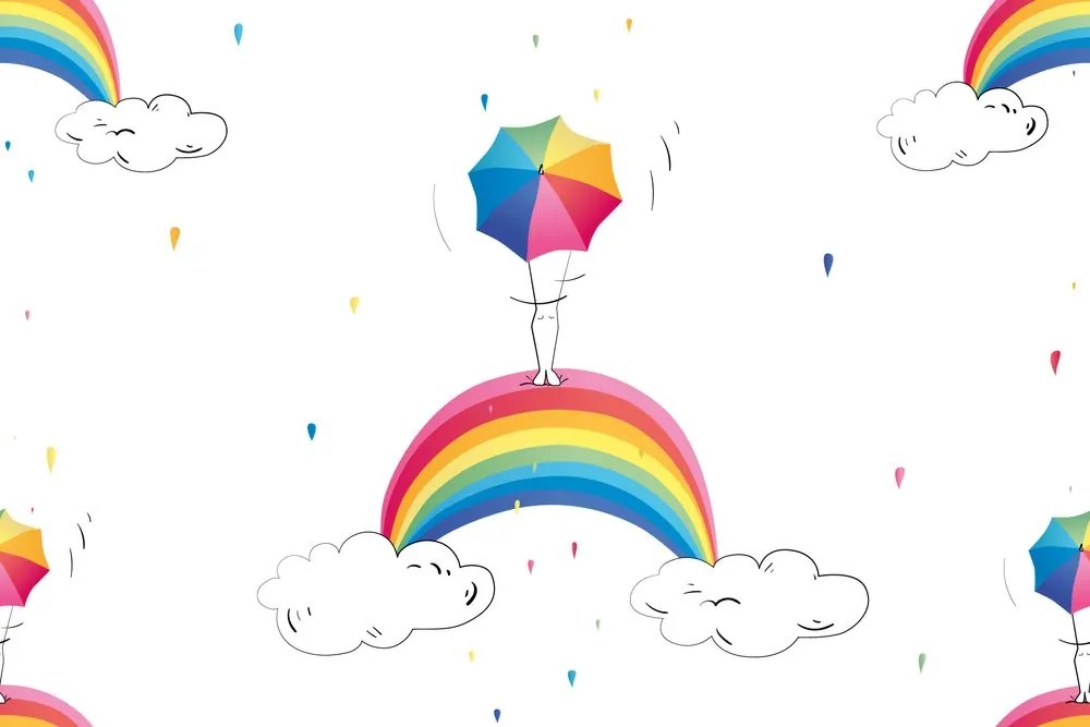 Carta da parati autoadesiva – Ombrelli arcobaleno
