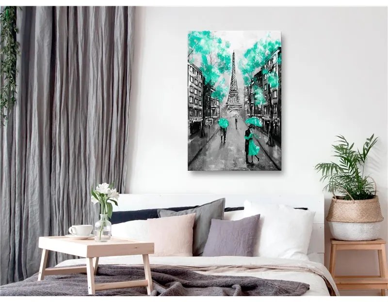 Quadro Paris RendezVous (1 Part) Vertical Green  Colore Grigio, Dimensioni e Misure 60x90