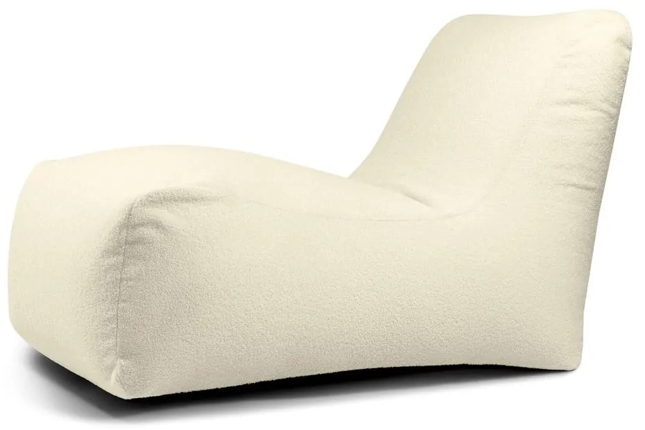 Puof a sacco color crema con rivestimento in bouclé Lounge – SLOWDOWN