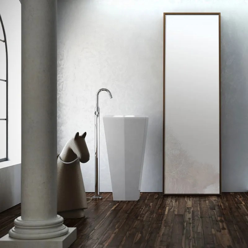 Lavabo freestanding Centro Stanza quadrato L 45 x P 45 cm in pietra bianco