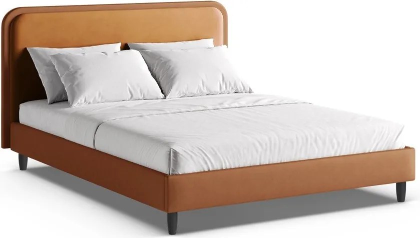 Letto matrimoniale imbottito arancione con rete inclusa 180x200 cm Aveline – Micadoni