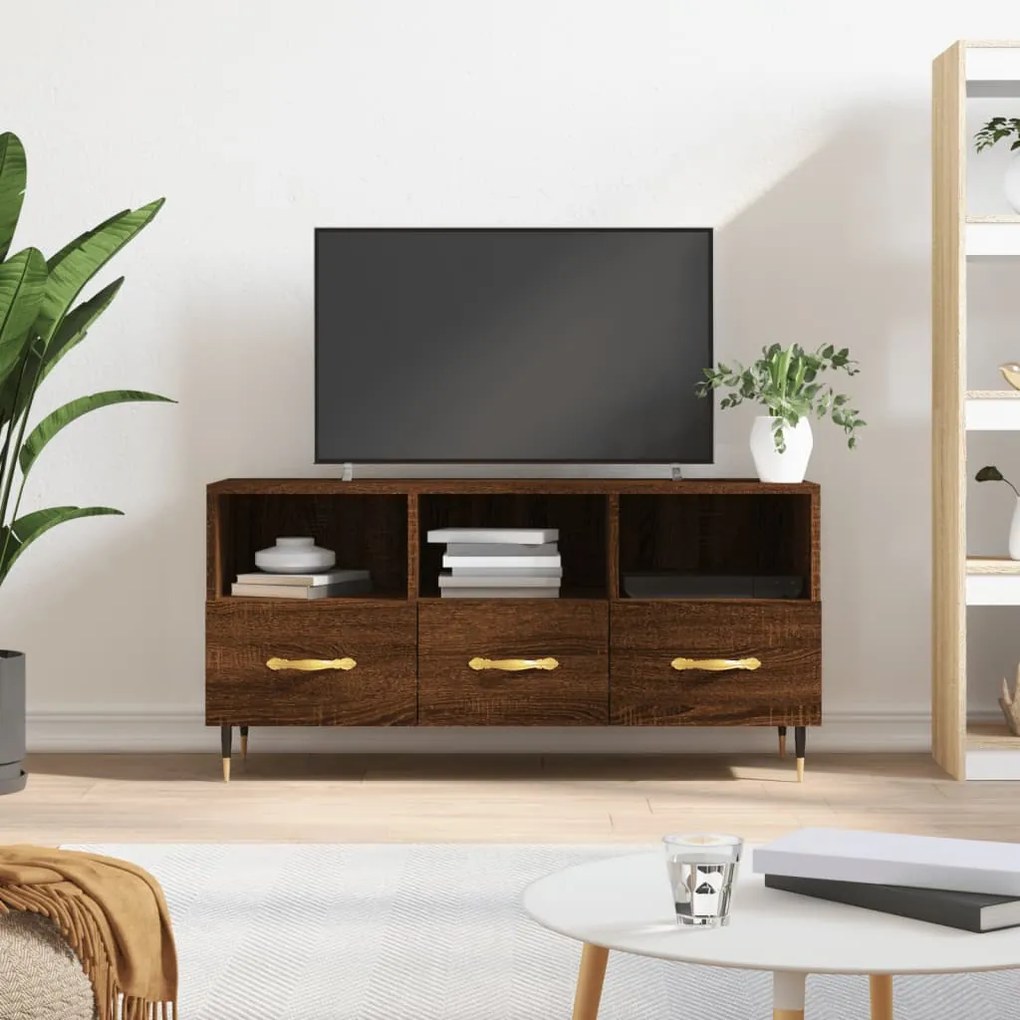 Mobile Tv Rovere Marrone 102x36x50 Cm İn Legno Multistrato /