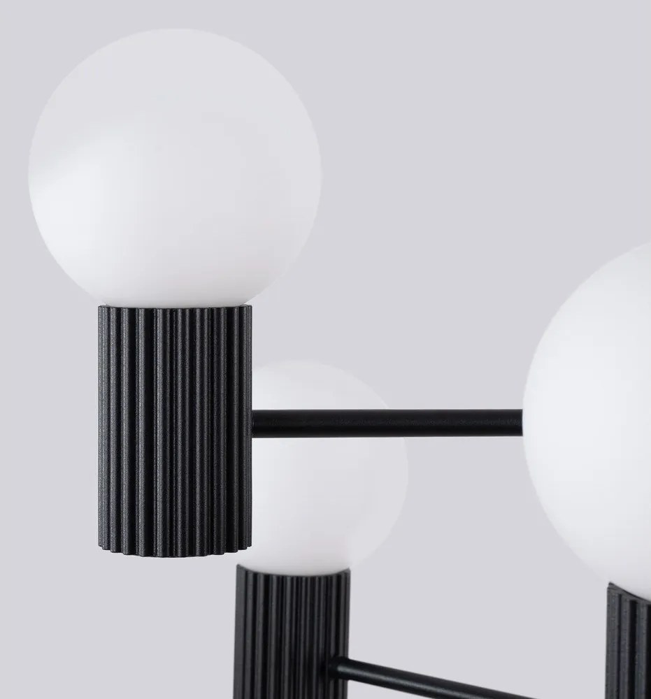 Lampadario nero con paralume in vetro Orbital – Sollux