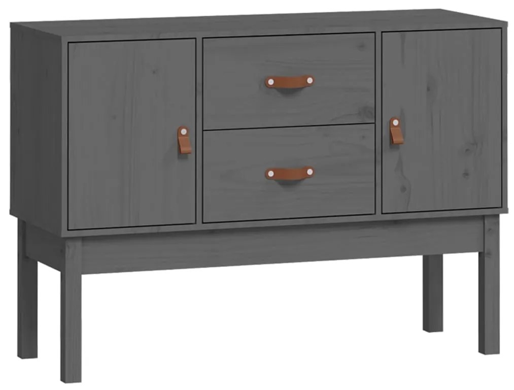 Credenza grigia 110x40x78 cm in legno massello di pino