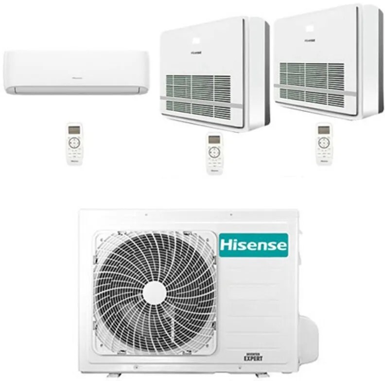 Climatizzatore Condizionatore Hisense Console + Hi Comfort R32 Trial Split Inverter 9000 + 9000 + 9000 btu con u.e. 3AMW52U4RJC novitá Classe a++/a+