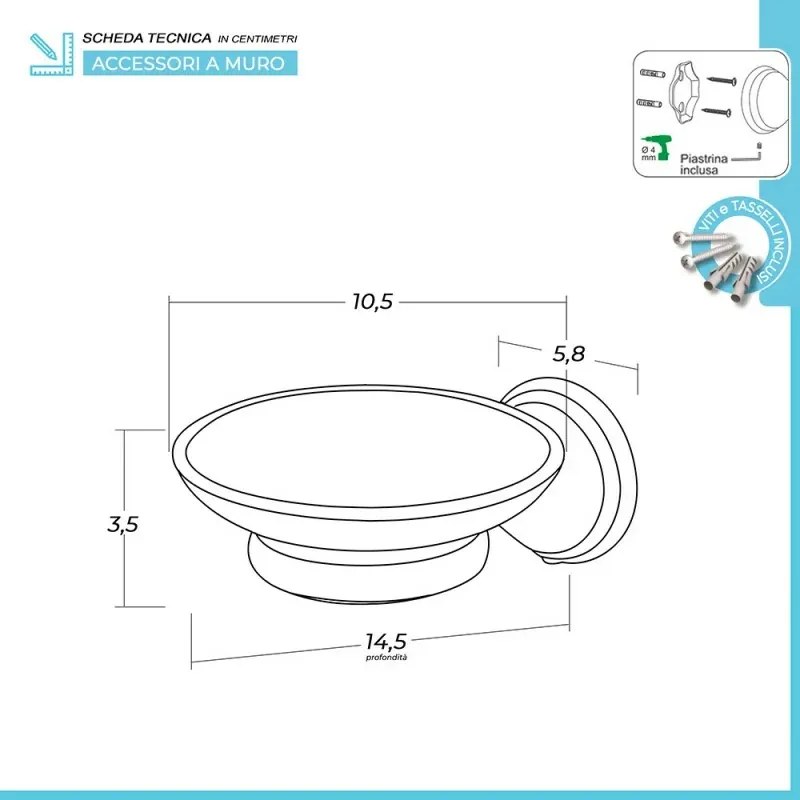 Set accessori a muro 3 pezzi in acciaio con finitura bronzo e viti incluse Iris