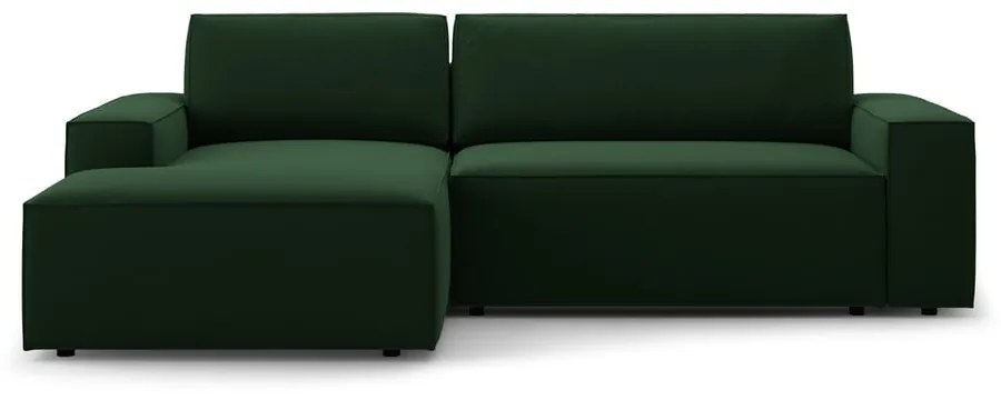 Divano angolare verde scuro allungabile/con contenitore (con penisola a sinistra/con chaise lounge) con rivestimento in velluto Jodie – Micadoni