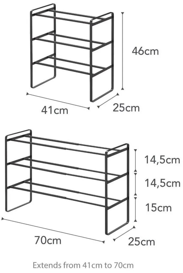 Scaffale nero regolabile a 3 livelli Maebashi - YAMAZAKI