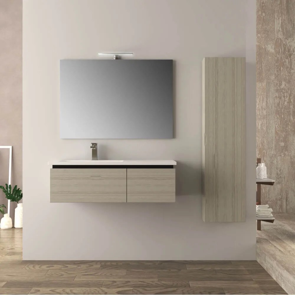 Mobile bagno 100 cm rovere sbiancato Mod. Mono Slide