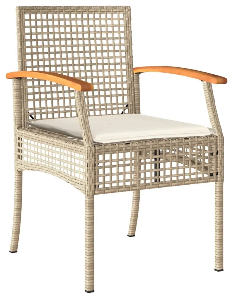 Set da pranzo da giardino 5 pz con cuscini beige in polyrattan