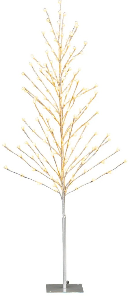 Costway Albero di betulla illuminato da 155cm, Albero di Natale artificiale con 168 luci LED calde picchetti in metallo