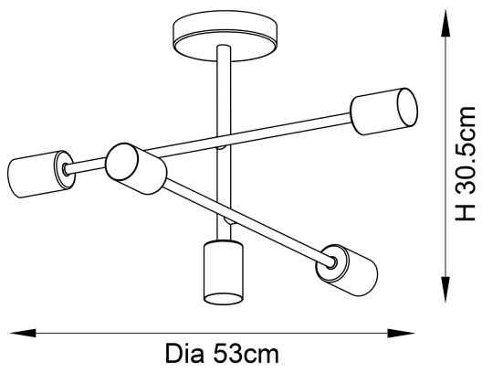 Endon 98786 - Lampadario a stelo SOHAN 5xE27/10W/230V ottone