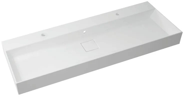 Lavabo a incasso rettangolare vasca centrale Neo L 135 x H 15 x P 49 cm in resina bianco lucido