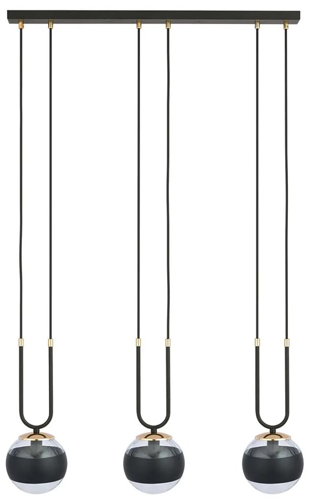 Lampadario Moderno Crio Acciaio Nero 3 Luci E14 Ip20