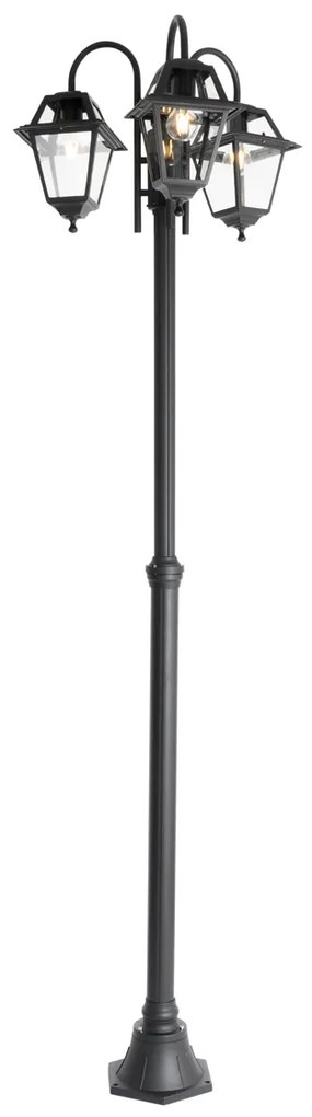 Lanterna da esterno classica nera 235 cm 3 luci IP44 - Berta