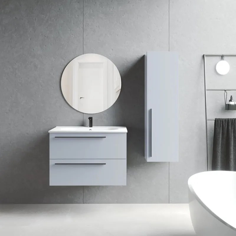 Mobile da bagno sotto lavabo VISOBATH Mia grigio perla laccato opaco L 80 x H 55 x P 45 cm 2 cassetti, lavabo posizionabile centralmente non incluso