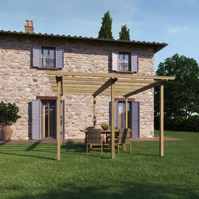 Pergola Melon in legno struttura naturale L 390 x P 390 x H 249 cm
