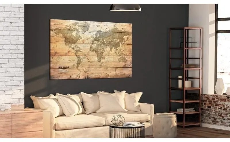 Quadro  World Map: Boards  Larghezza x Altezza Home decor 120x80