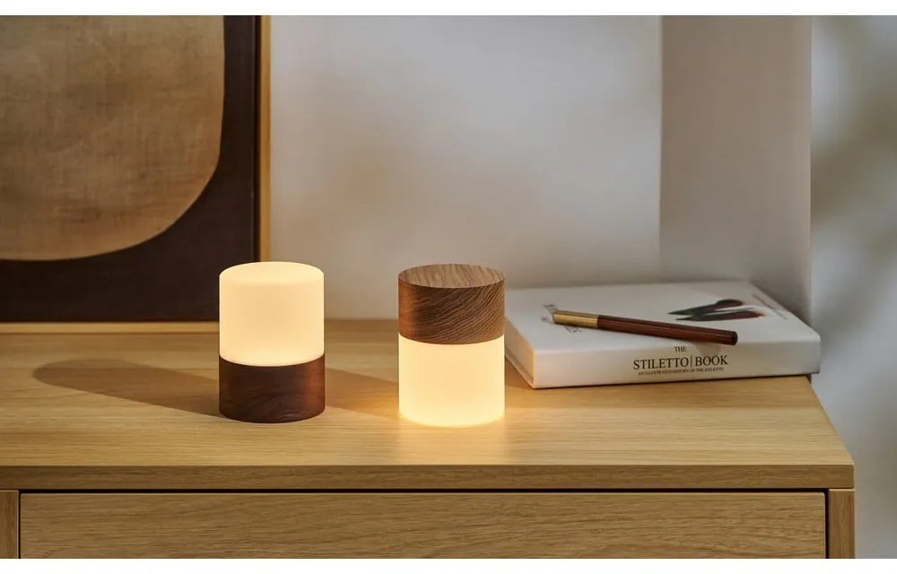 Lampada da tavolo dimmerabile in colore naturale con paralume in vetro (altezza 10,5 cm) Lemelia - Gingko