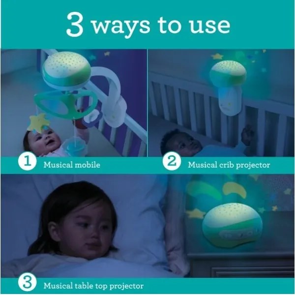 Infantino - Culla per bambini mobile con melodia 3in1 3xAA verde