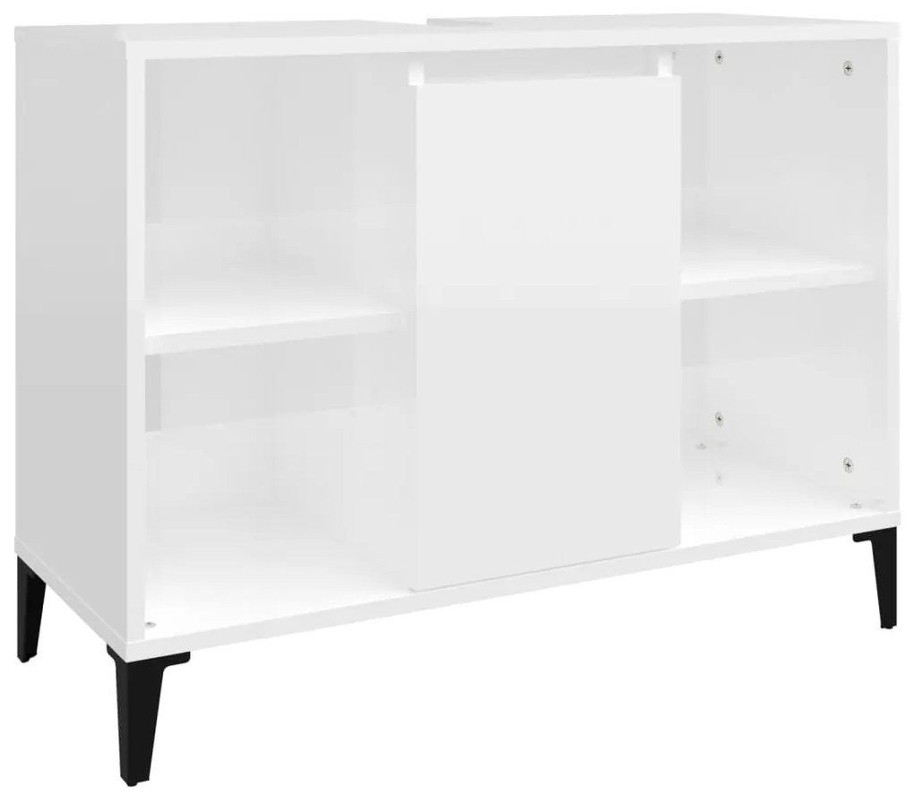 Mobile lavabo bianco lucido 80x33x60 cm in legno multistrato