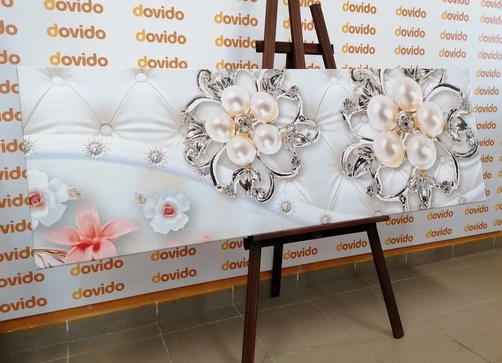Quadro su tela – Gioielli con motivo floreale
