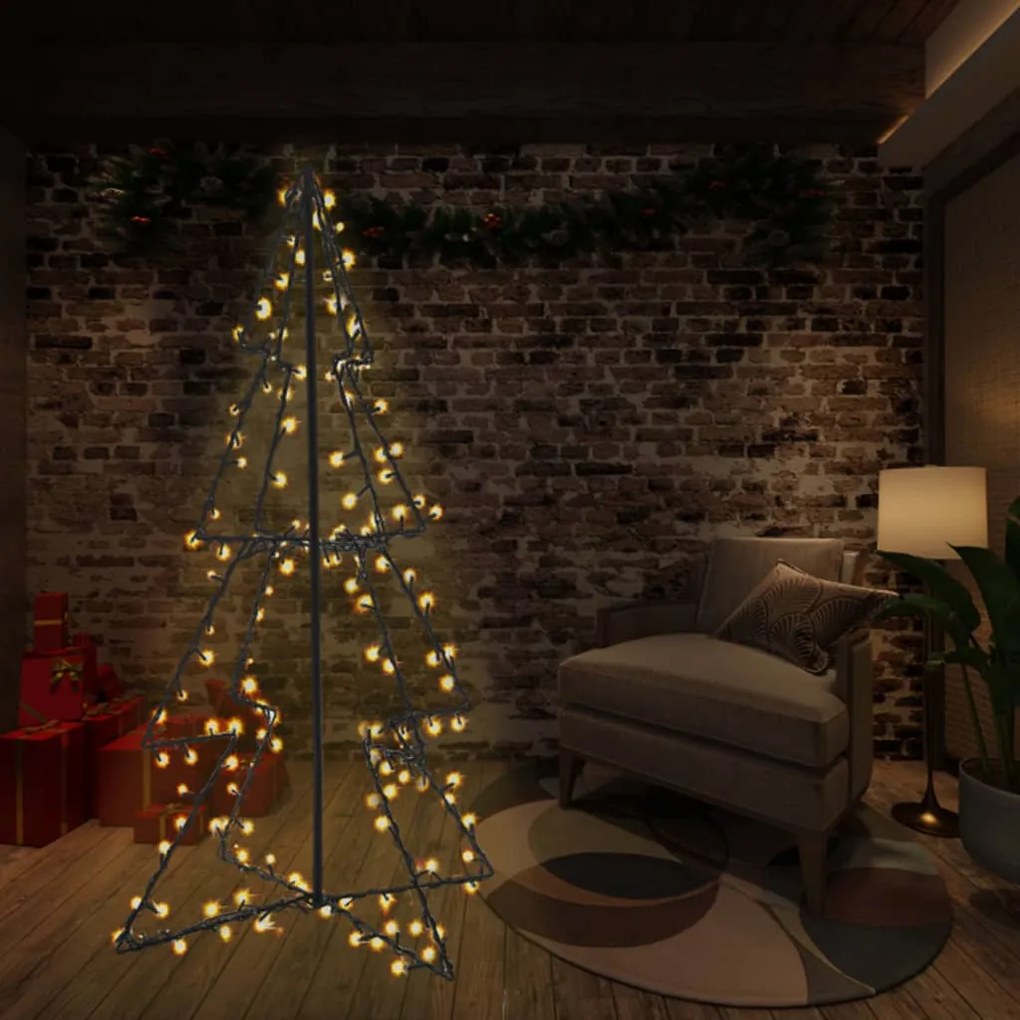 Albero di Natale a Cono con LED per Interni Esterni, Albero di Natale a Cono 240 LED per Interni Esterni 115x150 cm