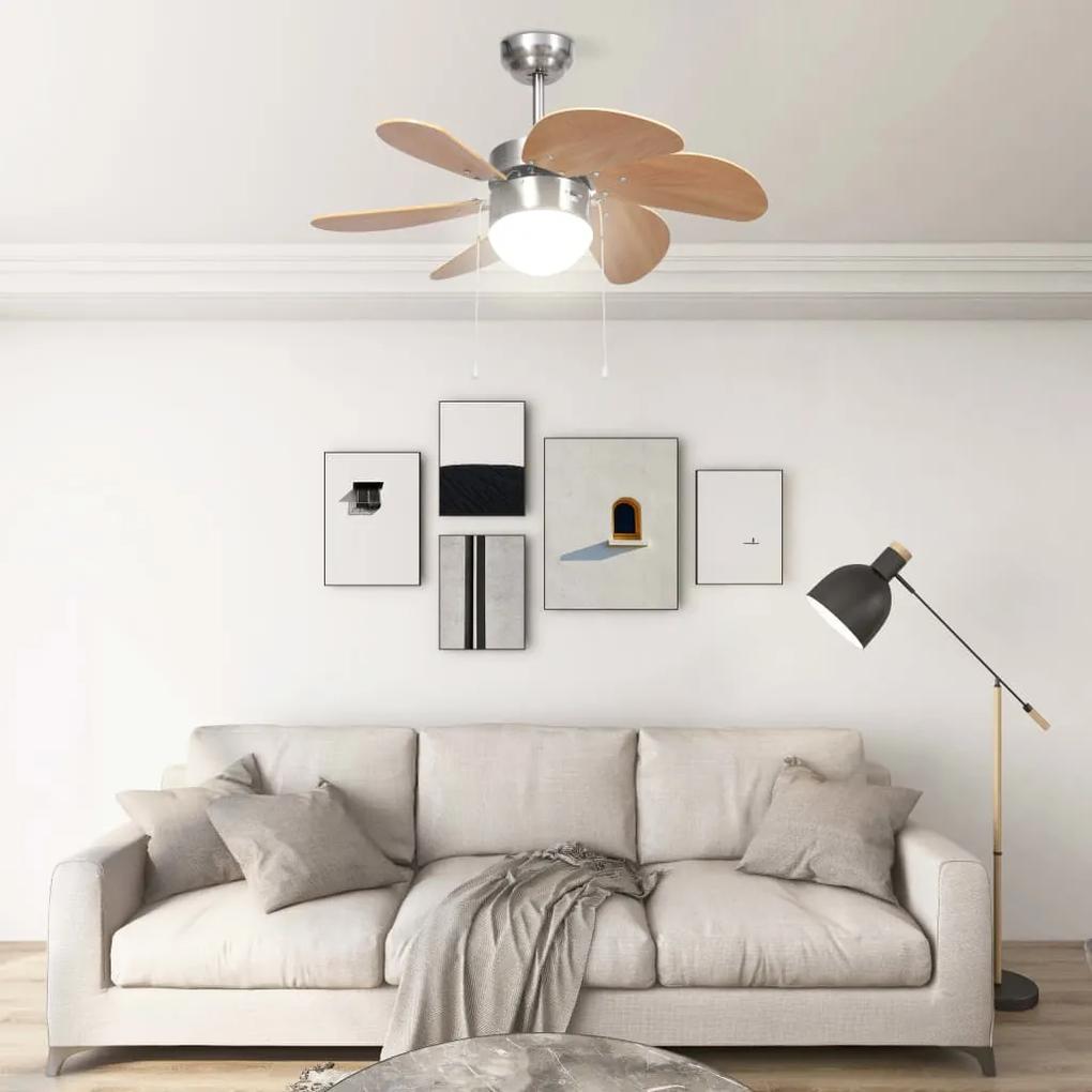 Ventilatore da Soffitto con Luce 76 cm Marrone Chiaro