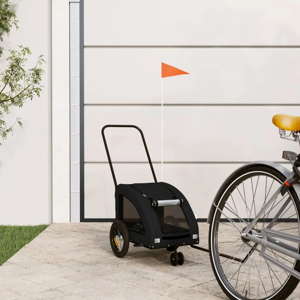 Rimorchio Da Bici Per Animali Nero Oxford E Ferro /