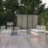 Set Divani da Giardino 7 pz Bianco in Legno Massello di Pino 3075315