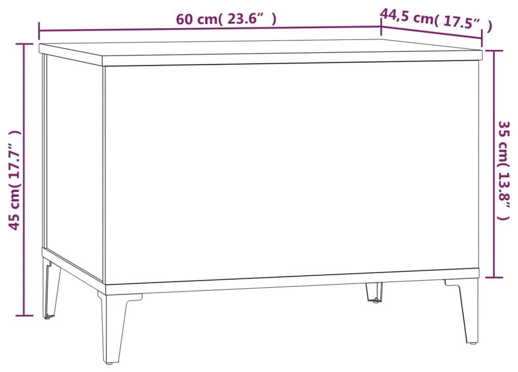 Tavolino Salotto Rovere Marrone 60x44,5x45 cm Legno Multistrato