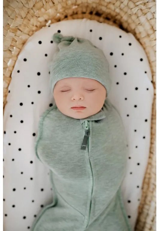 Lenzuolo Sleepee We Care per carrozzine, lettini e culle Pois neri/Eucalipto